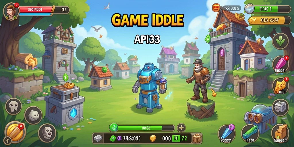 Screenshot menunjukkan karakter yang sedang bekerja otomatis dalam game Idle.