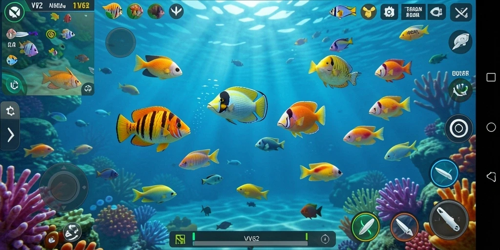 Screenshot VV62 menampilkan serunya gameplay Tembak Ikan.